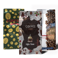 Minfly Numérique Impression Personnalisée En Plastique Auto Joint Fève De Cacao 8 Côté Gousset Fond Plat Café Sac avec Étui À Fermeture Éclair