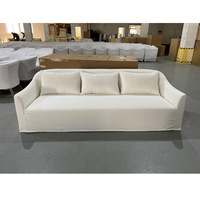 Weißes Leinen-Polstersofa Modernes 3-Sitzer-Sofa mit Massivholzrahmen Anpassbar für Villa Wohnzimmer Werkstatt Schulmöbel