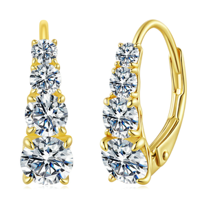 महिलाओं के लिए क्लासिक मोइससानाइट हूप बालियां सोने 925 स्टर्लिंग चांदी की झड़ी हुई वलियों की सगाई गहने उपहार - Product Image 2