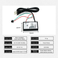 Smart AC220V 1A 12W tri-warna LED cermin Sensor sentuh saklar kamar mandi Makeup cermin Power Supply satu tombol induktif Switch