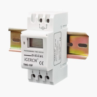 THC-15F Mini 16A 12V DC Digitaler Tragbarer Klingelsteuerungs-Timer-Schalter mit Sekundenzeitsteuerung, Täglich Programmierbar, AUTO, Bi-Volt, DIN-Schiene