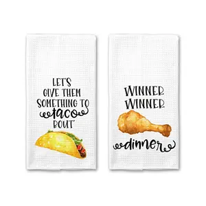 Let's Give Them Something To Taco Fried Chicken Funny Tea Towel Waffle Kitchen Dish Napkin Thanksgiving Gift