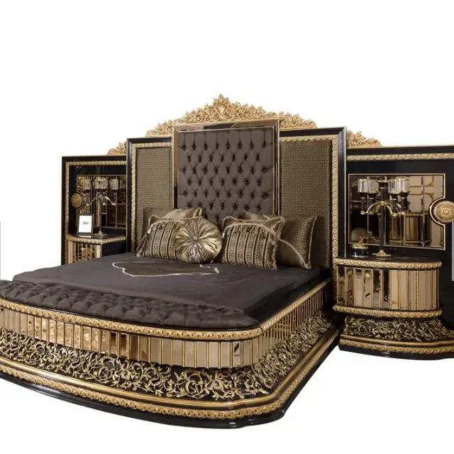 Woningmeubilair En Mooie Slaapkamer Meubels Full Set, Koninklijke Italiaanse Slaapkamer Meubelen Set Luxe Dekbed Kingsize Bed Classic