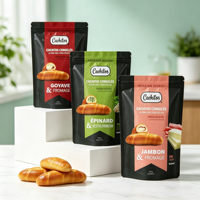 Sachets personnalisés à fond plat pour emballage alimentaire, sacs refermables en aluminium et plastique, emballage pour snacks et poudres