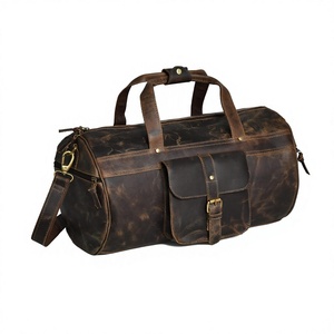Sac de voyage vintage en cuir véritable léger avec fermeture éclair, sangle réglable, capacité 76-120L+, multi-usages pour les voyages et la randonnée - Product Image 2