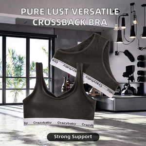 Lencería Pure Lust: Conjunto versátil de braga y top con espalda cruzada, almohadillas de algodón desmontables, estilo chaleco push-up de color contrastante, transpirable. - Product Image 2