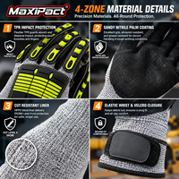 Sarung Tangan Kerja Pengaman MaxiPact Custom TPR Impact Protection Cut Level 4 Berlapis Nitril Sandy Tahan Minyak untuk Pekerjaan Berat