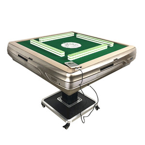 Mesa automática de <span class=keywords><strong>Mahjong</strong></span> de lujo, 2 juegos, 2 colores, azulejos de <span class=keywords><strong>Mahjong</strong></span> portátiles, patrón cuadrado plegable, entretenimiento de Metal de plástico - Product Image 2