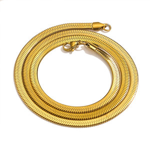 Cadenas de Acero Inoxidable 316L Hipoalergénicas de Moda, Personalizadas al por Mayor, Cadena de Oro de 14k y 18k, Collar Plano con Diseño de Espina de Pescado para Mujer - Product Image 4