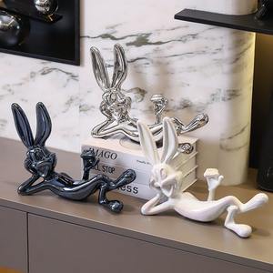 Статуя кролика из смолы домашний декор и офисные аксессуары электрический художественный Декор стиль подарок на день рождения для дома и офиса - Product Image 5