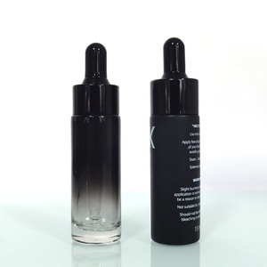 15ml Round Empty Custom Black Ombre Color Facial Oil Packaging Serum Glass Dropper <b>Bottles</b> with Screen Printing OEM/ODM - Product Image 3