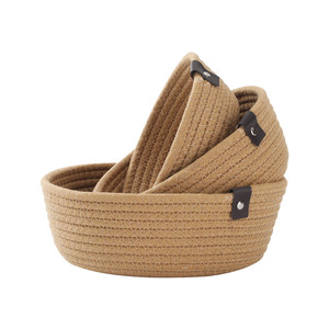 Bán Buôn 3-Mảnh Bông Sợi Dây Thừng Tay Dệt Lưu Trữ Giỏ Vòng Sundry Sách Nhà Văn Phòng Máy Tính Để Bàn Lưu Trữ - Product Image 1