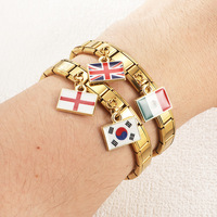 Pendentif élément drapeau tendance en acier inoxydable, accessoires de module de jonction pour bracelet à breloques italien DIY, fabriqué au Guangdong, vente en gros