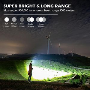 Lampe torche étanche IP55 1000+ Lumens rechargeable par USB pour usage extérieur d'urgence et pêche - Product Image 6