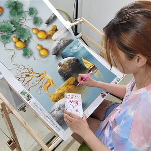Kit de Peinture Diamant 5D DIY Grande Taille LS CUSTOM, Motif Lever de Soleil et Fleur de <span class=keywords><strong>Pivoine</strong></span>, Rondes en Résine, Points AB Scintillants sur <span class=keywords><strong>Toile</strong></span> - Product Image 5