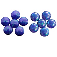 Opale synthétique ronde à dos plat, à facettes simples, polie, de couleur variée, de type cabochon, créée en laboratoire, pour bagues