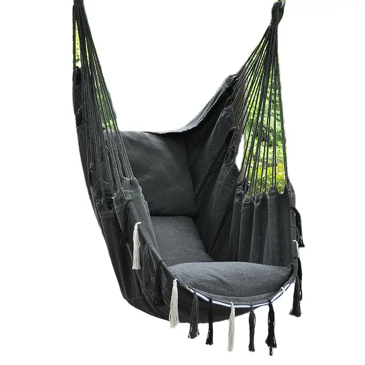 Nordic style portable folding outdoor hammock indoor and outdoor leisure canvas hanging chair balcony swing hanging chair