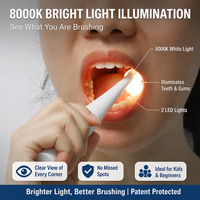 Brosse à dents lumineuse pour enfants avec lumière LED blanche 3 en 1, amusante et vérification buccale et brossage des dents, brosse à dents pour enfants avec lumière