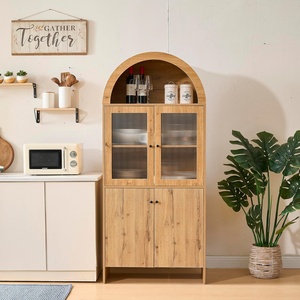 <span class=keywords><strong>Meuble</strong></span> de rangement vintage français 2026 avec armoire à vin, dessus arqué, portes cannelées et vitrine en verre pour <span class=keywords><strong>cuisine</strong></span> et salon - Product Image 6