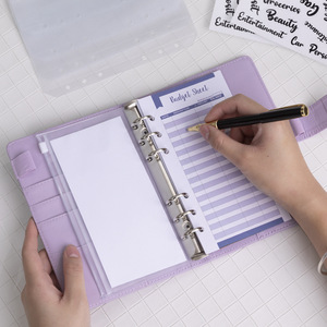 A6 PU da bìa cứng máy tính xách tay sáng tạo bơm lại Ngân Sách chất kết dính 6 lỗ Vòng macaroon màu kế hoạch tiết kiệm tiền Quà tặng 80 - Product Image 4