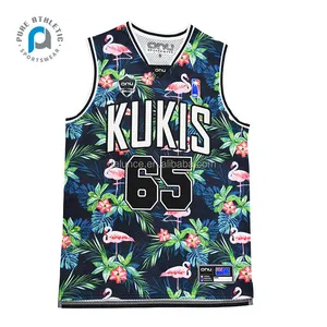 PURE Tropical Floral Basketball Singlets Custom Logo Basketball Jersey Casual Wear Cook Island Style Basketball Singlets