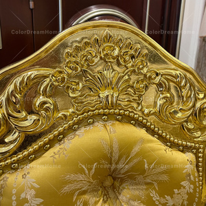 Tùy Chỉnh Hoàng Gia Đồ Nội Thất Tay Khắc Ghế Ăn Với Cánh Tay <span class=keywords><strong>Victoria</strong></span> Sang Trọng Vàng Ghế Cho Phòng Ăn - Product Image 6