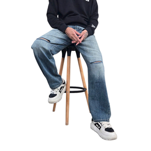 กางเกงยีนส์ระบายอากาศได้ดีปรับแต่งได้สำหรับผู้ชายกางเกงขาตรงแบบลำลองใหม่เอวปานกลางผ้าเดนิมฟอกสีกลางเอวกลางแบบพรีเมียมผลิตในเวียดนาม - Product Image 5