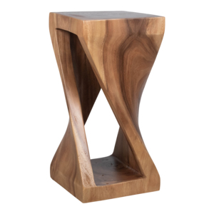 Tavolino Quadrato con Piedistallo Intrecciato, Piccolo Tavolo d'Appoggio per Bevande, Design in Legno Mungur Intagliato a Mano, Arredamento Casual per Soggiorno - Product Image 4