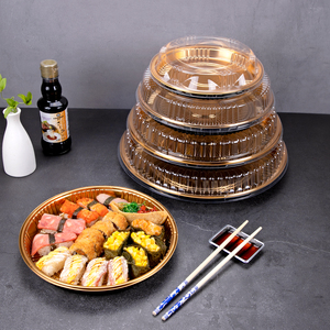Boîte à sushi ronde jetable, boîte d'emballage pour fruits <span class=keywords><strong>de</strong></span> <span class=keywords><strong>mer</strong></span>, oie rôtie, boîte japonaise pour sashimi, riz et rouleaux <span class=keywords><strong>de</strong></span> légumes, plat Shouxi - Product Image 1