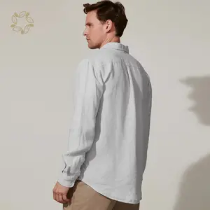 Eco Friendly Linen Men Shirt Casual Long Sleeve Botton Shirts 100% Linen Men Shirt Men's Camisas