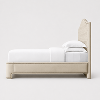 Lit de rangement moderne de luxe avec clous décoratifs personnalisés, taille King/Queen, tête de lit douce en forme de camelback, capitonnage en losanges, cadre en bois rembourré