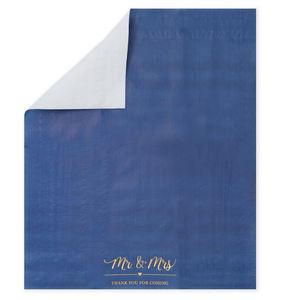 Serviettes jetables carrées en pâte de bois 18 g/m² 12x16 pouces 3 plis 4 volets, bleu métallisé, style mariage moderne, sac 'Mr/Mrs' - Product Image 4