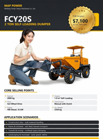 MAP FCY20S Mini-dumper articulé 4x4 autochargeur de chantier 2 tonnes, cuve de 1,0 m³, moteur diesel 33 kW