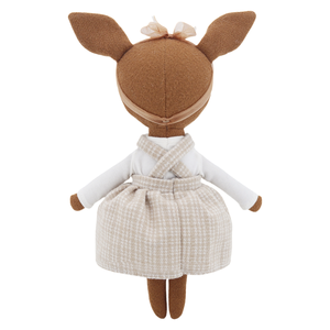 Bambola di peluche <span class=keywords><strong>cervo</strong></span> con vista laterale, macchie bianche ricamate, gonna scozzese staccabile, regalo per neonati - Product Image 5
