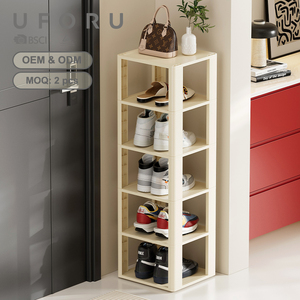 UFORU Étagère à chaussures verticale, organisateur de chaussures peu encombrant, rangement d'entrée, étagère à chaussures en <span class=keywords><strong>plastique</strong></span> étroite multi-niveaux à montage sans outil - Product Image 1