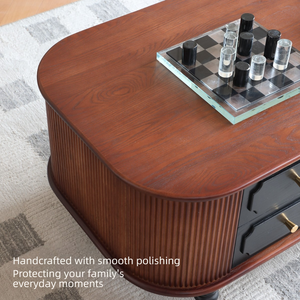 Meuble <span class=keywords><strong>TV</strong></span> moderne en bois massif, table basse rétro française avec tiroirs de rangement pour appartement, hôtel, salon, mobilier de maison - Product Image 6