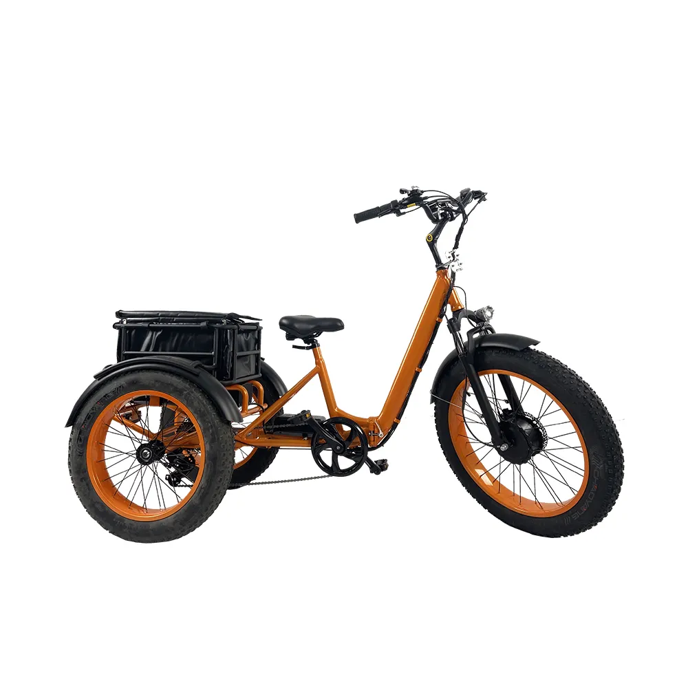 20 אינץ טריקי תלת אופן חשמלי 500w צמיג מנוע שומן 3 גלגל אופניים חשמלי 3 גלגל אופניים חשמליים