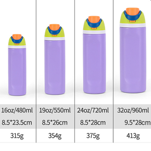 24 oz Ovaal RVS Geïsoleerde Waterfles Geperstond Ontwerp Thermosfles met Vacuüm Isolatie Rietje BPA-Vrij Sport Reistumbler - Product Image 2