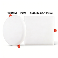 Plafonnier LED encastré sans cadre à intensité variable 24W 170mm 6 pouces Ra80 sans scintillement, plat, moderne, carré, pour cuisine, IP44