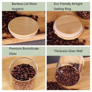 Bán Buôn trong suốt 250ml-2000ml Vòng thực phẩm thủy tinh lưu trữ Jar với nắp tre - Product Image 4