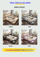 2021 Neuestes Modernes Design Luxus-Lederbett in Kingsize mit Multifunktionalem Stauraum und Massagefunktion