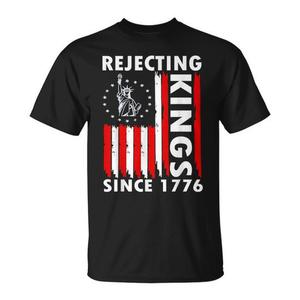 T-shirt Rejecting Kings Since 1776 con design della bandiera americana, taglia unisex per adulti - Product Image 1