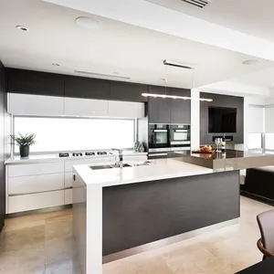 Simple diseño de gabinete de cocina de estilo moderno mdf de cocina de gabinete de cocina
