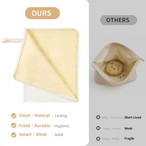 Brede L-vormige rits-toegang bijenwasbroodzakken voor zelfgebakken brood - 2 pakken XL herbruikbare biologische bijenwas linnen katoenen zuurdesembroodzak - Product Image 4