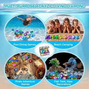 10 Juguetes <span class=keywords><strong>de</strong></span> Buceo con Diamantes Grandes y Coloridos con Cofre del Tesoro, Juguetes <span class=keywords><strong>Pirata</strong></span> Sumergibles para Niños Pequeños, Fiesta en la Piscina - Product Image 3