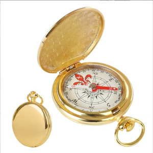 All-metal automatic flip-top <b>compass</b> with white oil scale and precise <b>compass</b>. Pocket <b>watch</b> with metal case, gold-plated, and - Product Image 2