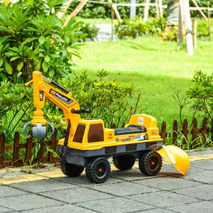 HOMCOM Bulldozer jouet 2 en 1 avec pelle et mèche, compartiment caché, jeu à monter pour enfants de 2 à 3 ans, 90x28x58cm, jaune - Product Image 2