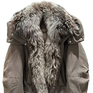 Parka pour femme Crown Gate International, col en fourrure de renard, capuche amovible, manches longues, épaisse et chaude, vêtement d'extérieur d'hiver, couleur unie - Product Image 1