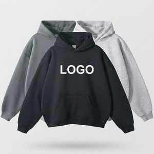 Sweat-shirt à capuche streetwear de haute qualité, personnalisé avec logo, pour hommes, coupe oversize, grandes tailles, en molleton épais polyester-coton - Product Image 1