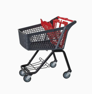 Chariot en plastique de stockage minimal de structure de maille de logo rétractable de chariot à panier de supermarché de 180 <span class=keywords><strong>litres</strong></span> - Product Image 6